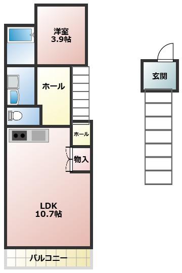 ロベリアII(1LDK/1階)の間取り写真