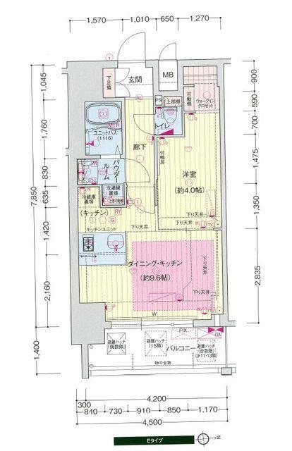 プレサンス立売堀アーバンスタイル(1DK/14階)の間取り写真
