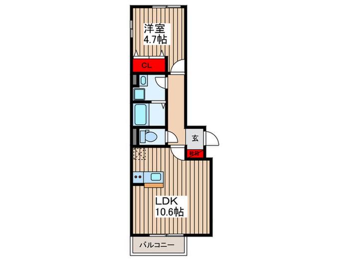 クレア東大宮II(1LDK/2階)の間取り写真