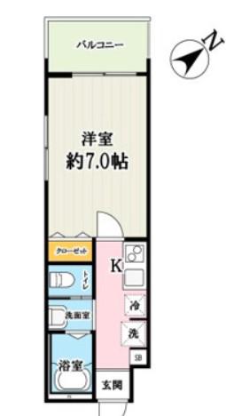 キャメル草加谷塚2丁目A棟(1K/2階)の間取り写真