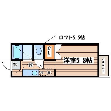 ユミハウス(1K/2階)の間取り写真
