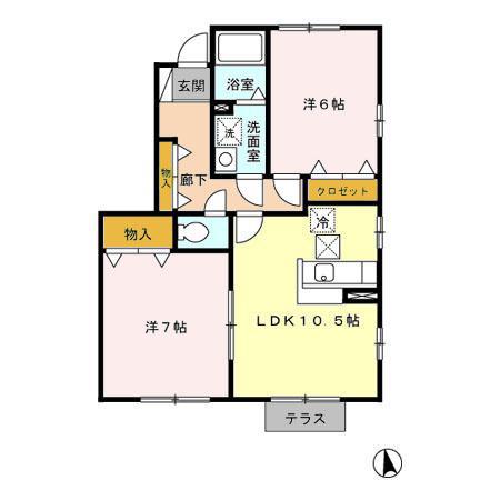 グリーンハウス A/B/C(2LDK/1階)の間取り写真