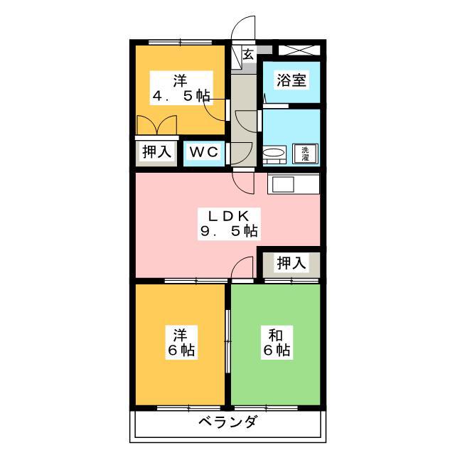 マンション大山(3DK/1階)の間取り写真