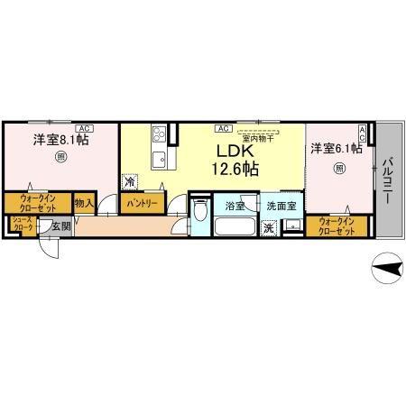 ロイヤルタウン富の原II(2LDK/2階)の間取り写真