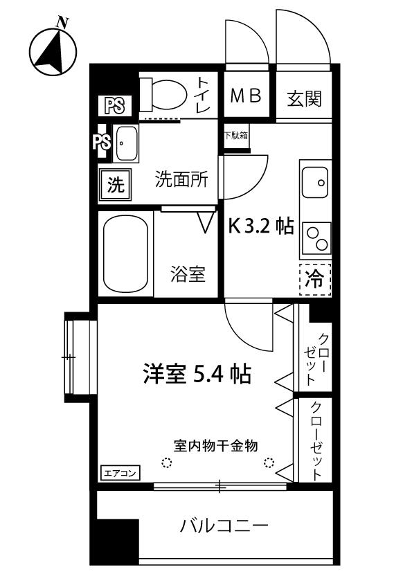 ブーゲンビリア(1K/5階)の間取り写真