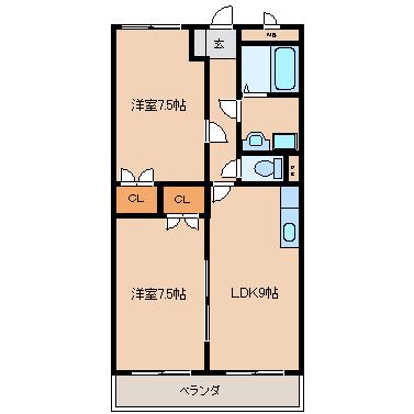 ハイネスコーポ(2LDK/3階)の間取り写真