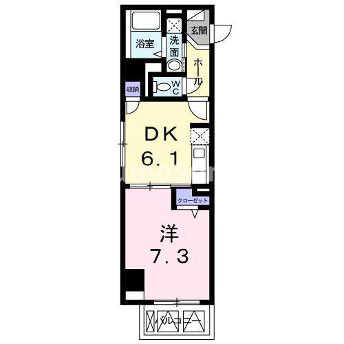 トレスオハス稲葉荘(1DK/2階)の間取り写真