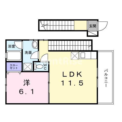 JR東海道本線 尾張一宮駅 バス乗車時間:10分 最寄りバス停で下車 徒歩4分 2階建 築21年(1LDK/2階)の間取り写真