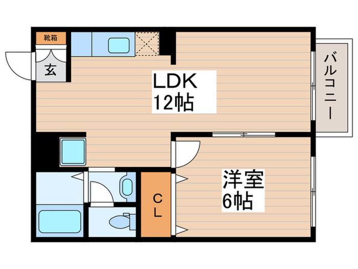 ラ・リナシェンテA(1LDK/2階)の間取り写真
