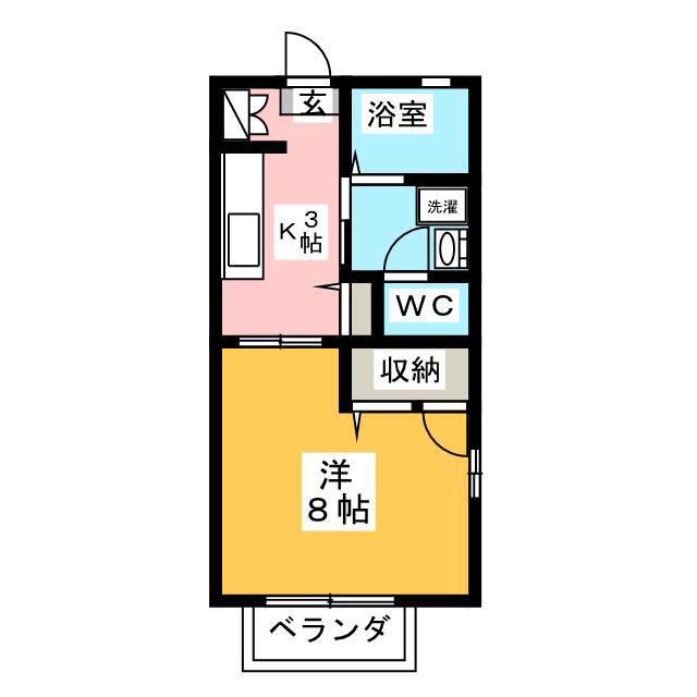 シャテロB(1K/1階)の間取り写真