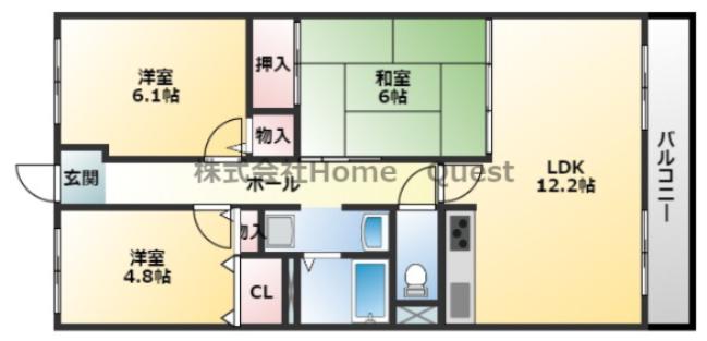アネーロ国分(3LDK/2階)の間取り写真