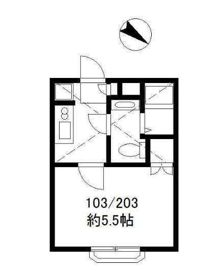 アザーレ・バモス新百合(1K/1階)の間取り写真