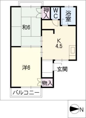ハイホーム高根(2K/1階)の間取り写真