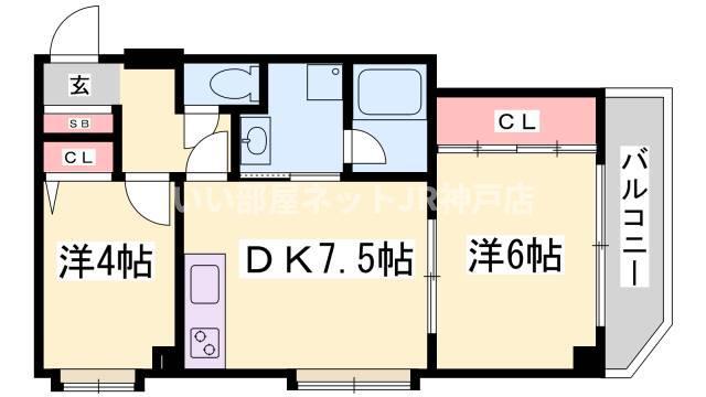 サンビルダー青谷(2LDK/2階)の間取り写真