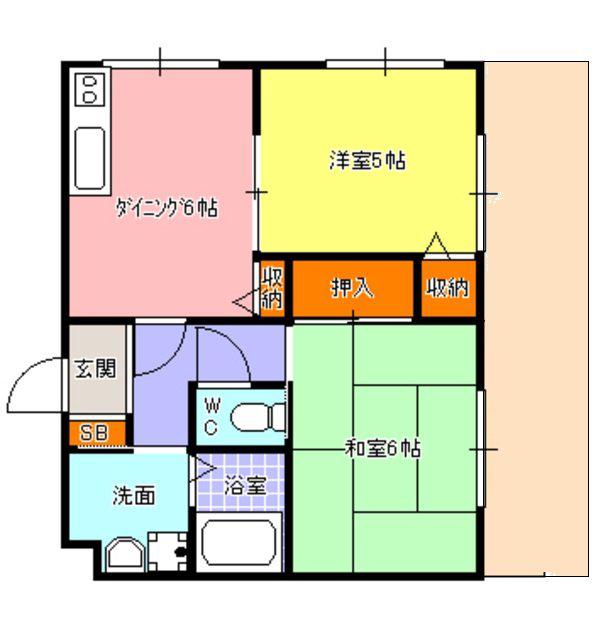 ヴァンベ-ル宍戸(2DK/1階)の間取り写真