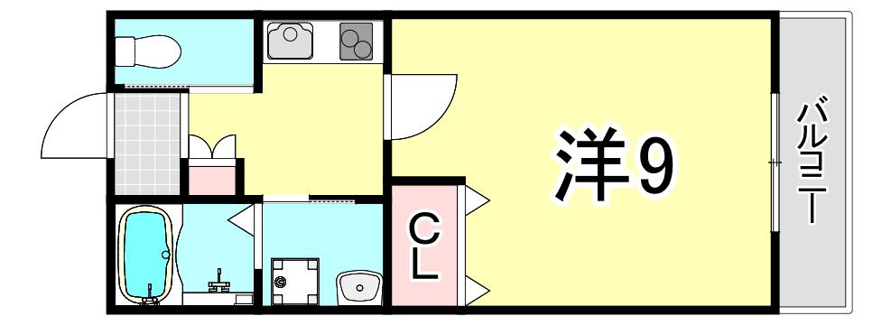 スマートコート西宮(1K/2階)の間取り写真