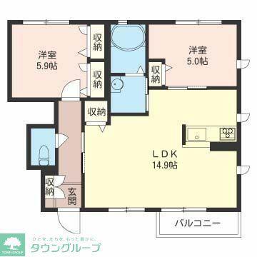 シャーメゾンあい(2LDK/1階)の間取り写真