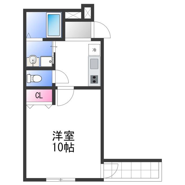 フジパレス南海貝塚駅西I番館(1K/2階)の間取り写真