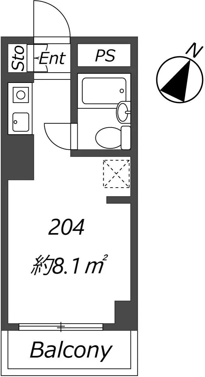 プラーズ花月園(ワンルーム/2階)の間取り写真