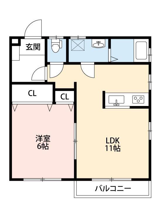 入間テラスⅡ(1LDK/1階)の間取り写真