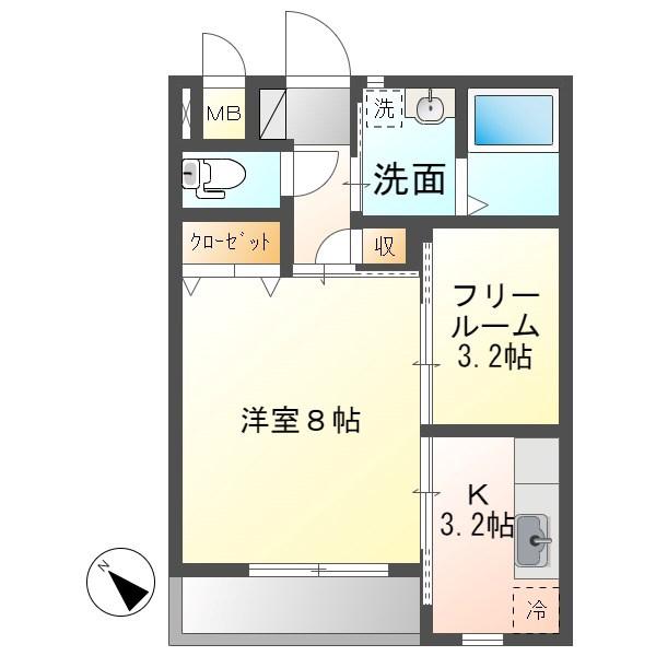 FLECIRE -フレシール-(1SK/2階)の間取り写真