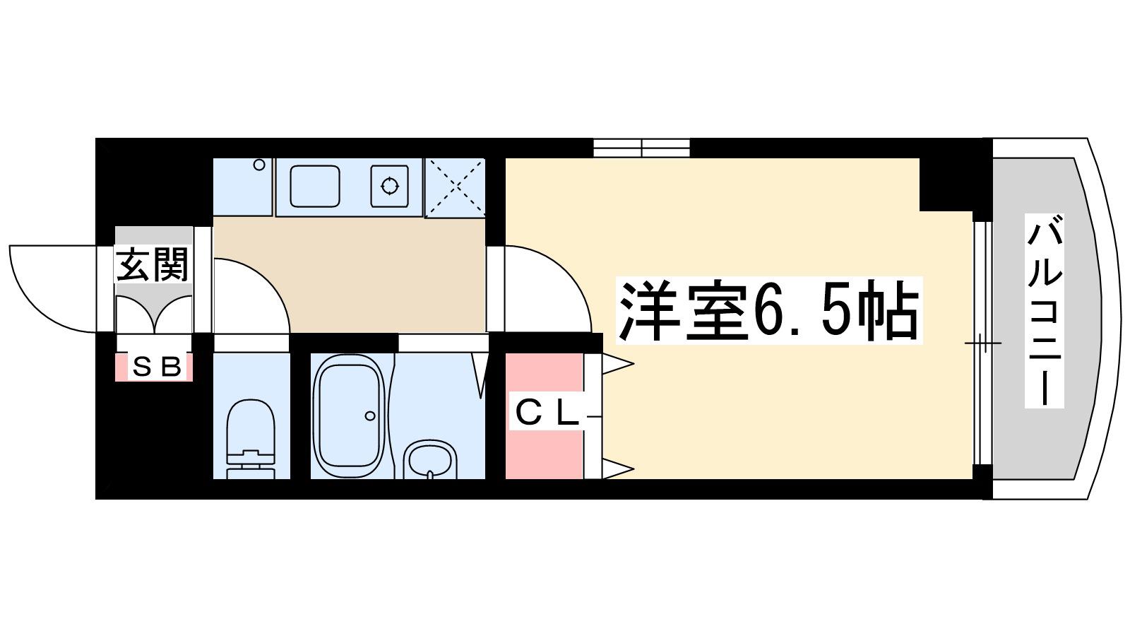 ノルデンハイム東三国ⅢB(1K/6階)の間取り写真