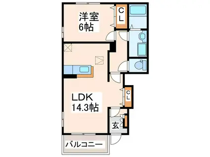 メゾン・ジェルメIIIIIIIV(1LDK/1階)の間取り写真