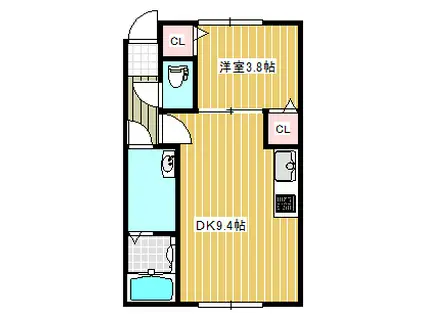 ラヴィベール(1DK/1階)の間取り写真