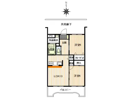 ファミールアクアージュ(2LDK/6階)の間取り写真