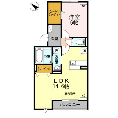 K-FIELDII 103(1LDK/1階)の間取り写真