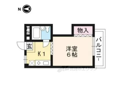上柳ハウス(1K/2階)の間取り写真