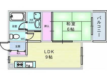 リンデン南桜塚ハイツ II(1LDK/3階)の間取り写真
