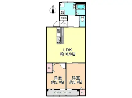 HEIGHTS HIROTANI(2LDK/2階)の間取り写真