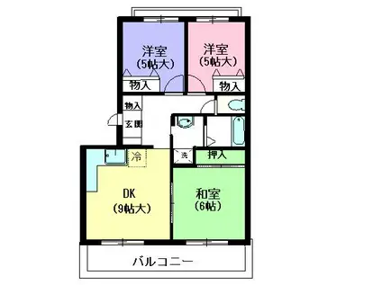 静鉄宮下町マンション(3DK/3階)の間取り写真