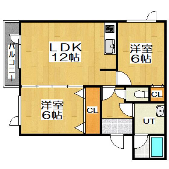 コーポシーラ(2LDK/3階)の間取り写真
