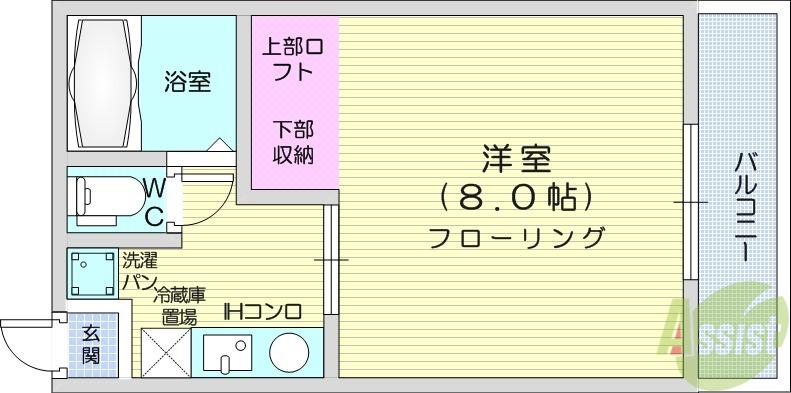 メゾンエイチ(1K/2階)の間取り写真