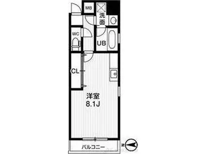 アーデン江坂II(ワンルーム/1階)の間取り写真