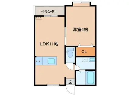 PAL立山(1LDK/1階)の間取り写真