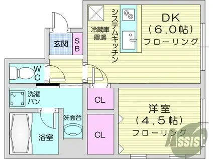 レフカス榴岡(1DK/3階)の間取り写真