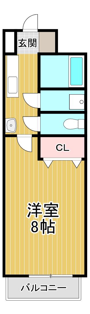 第3コーポ江頭(1K/4階)の間取り写真