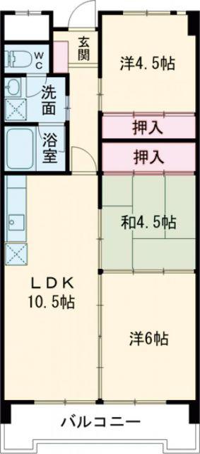 エサキ南ビル(3LDK/4階)の間取り写真
