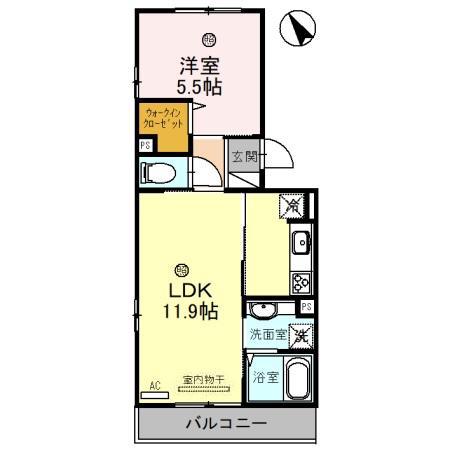 COZY COURT竹中(1LDK/3階)の間取り写真
