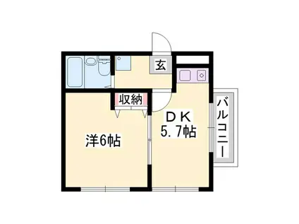 サンパレス21姫路(1DK/8階)の間取り写真