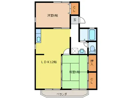 パレーシャル森島(2LDK/2階)の間取り写真