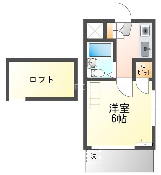 ユトリロ末広通(1K/1階)の間取り写真