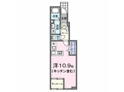 クレストビュー(ワンルーム/1階)の間取り写真