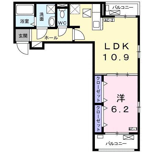 シャイン(1LDK/1階)の間取り写真
