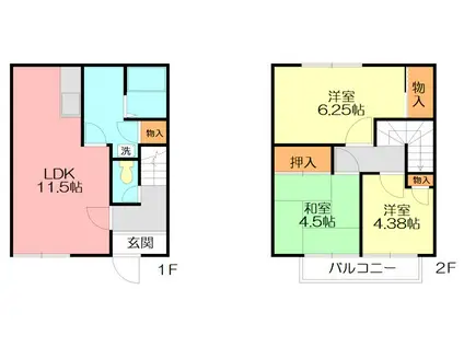 サンハイツイシイH(3LDK/1階)の間取り写真