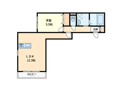 カントリーマム邦菊(1LDK/2階)の間取り写真