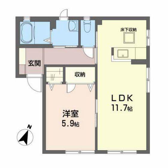 レーヴィンス栄(1LDK/1階)の間取り写真